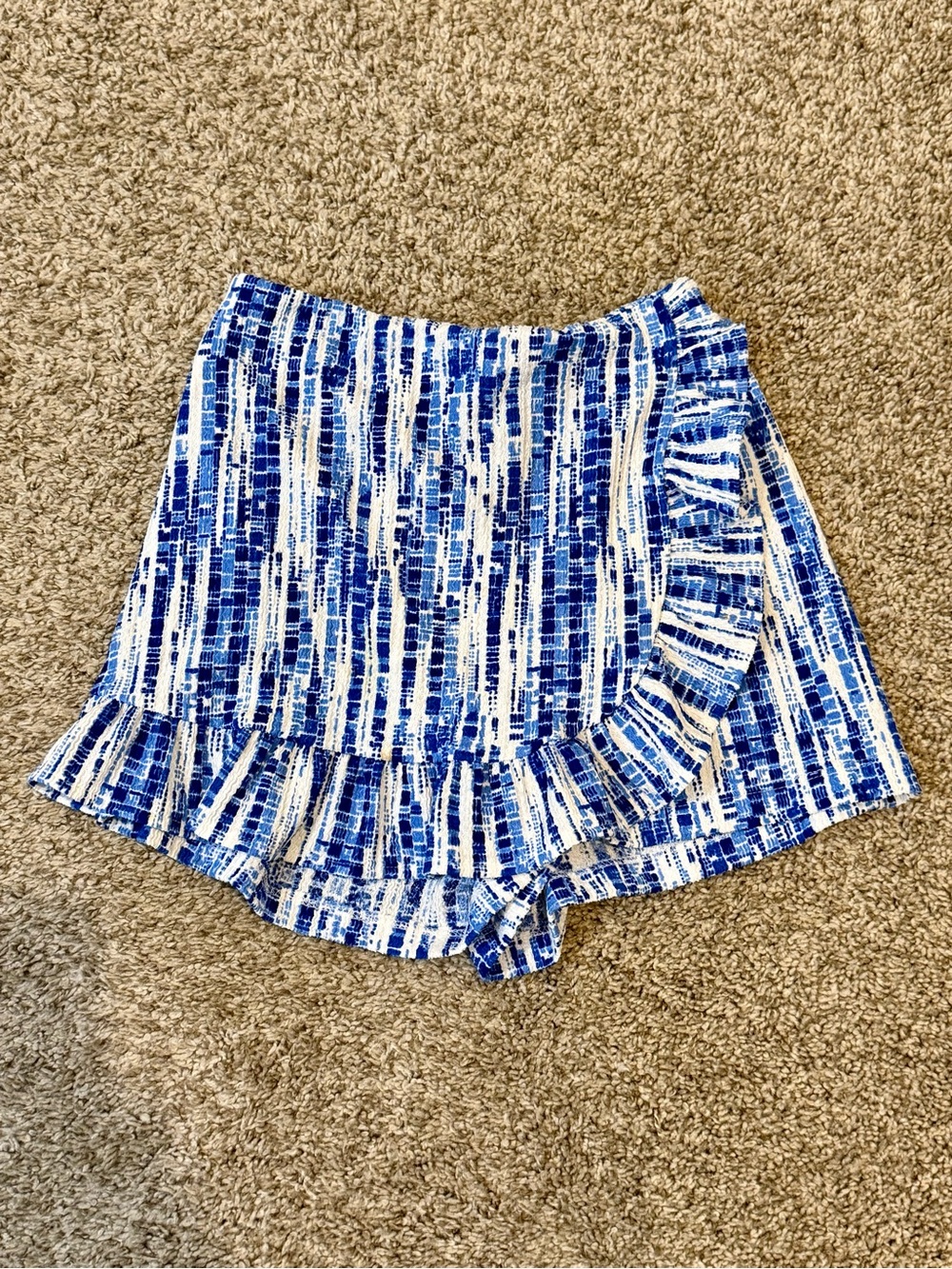 Zara Blue and White Patterned Girls' Ruffle Skort Size 9-10